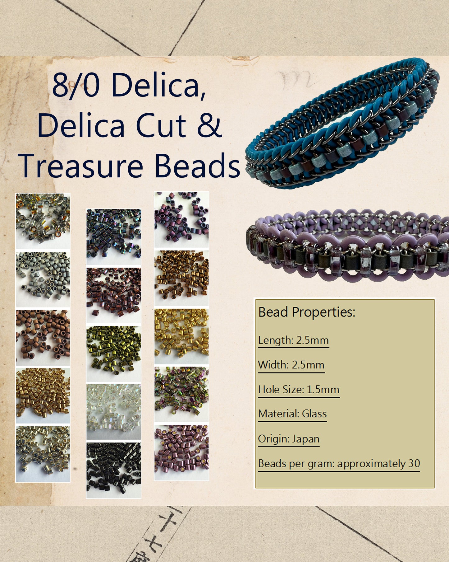 8/0 Miyuki Delica, Delica Cut or Toho Treasures #3 - 8 grams - choose color