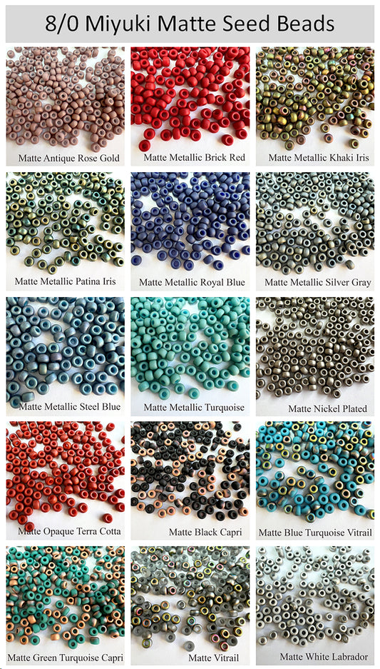 8/0 Miyuki Matte Seed Beads (20 grams) - choose color