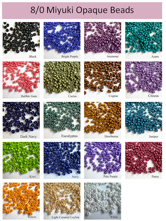 8/0 Opaque Miyuki Seed Beads (20grams) - choose color