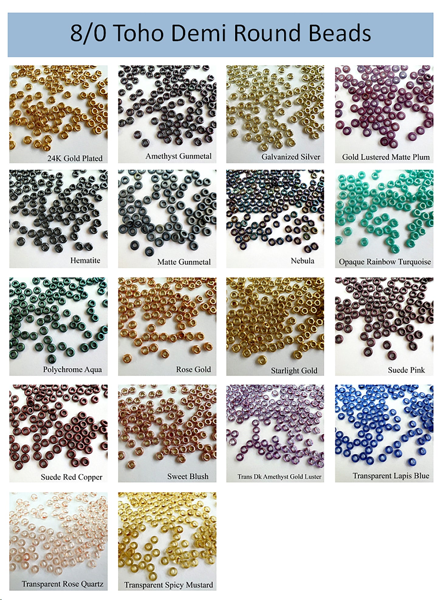 Toho Demi Round Seed Beads 8/0 - choose color