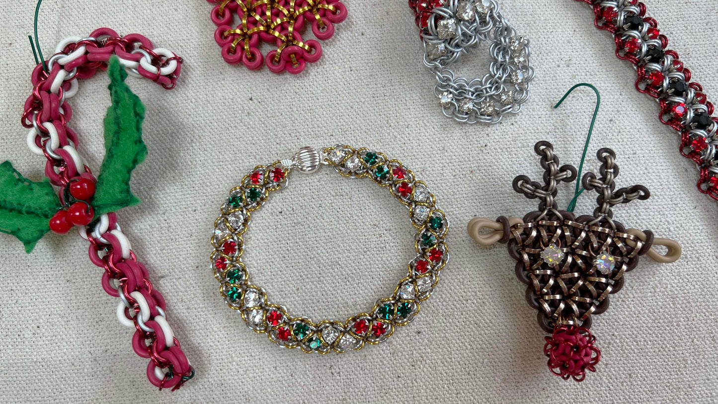 Stripe and Sparkle Bracelet Kit and Video Class - Christmas Colors
