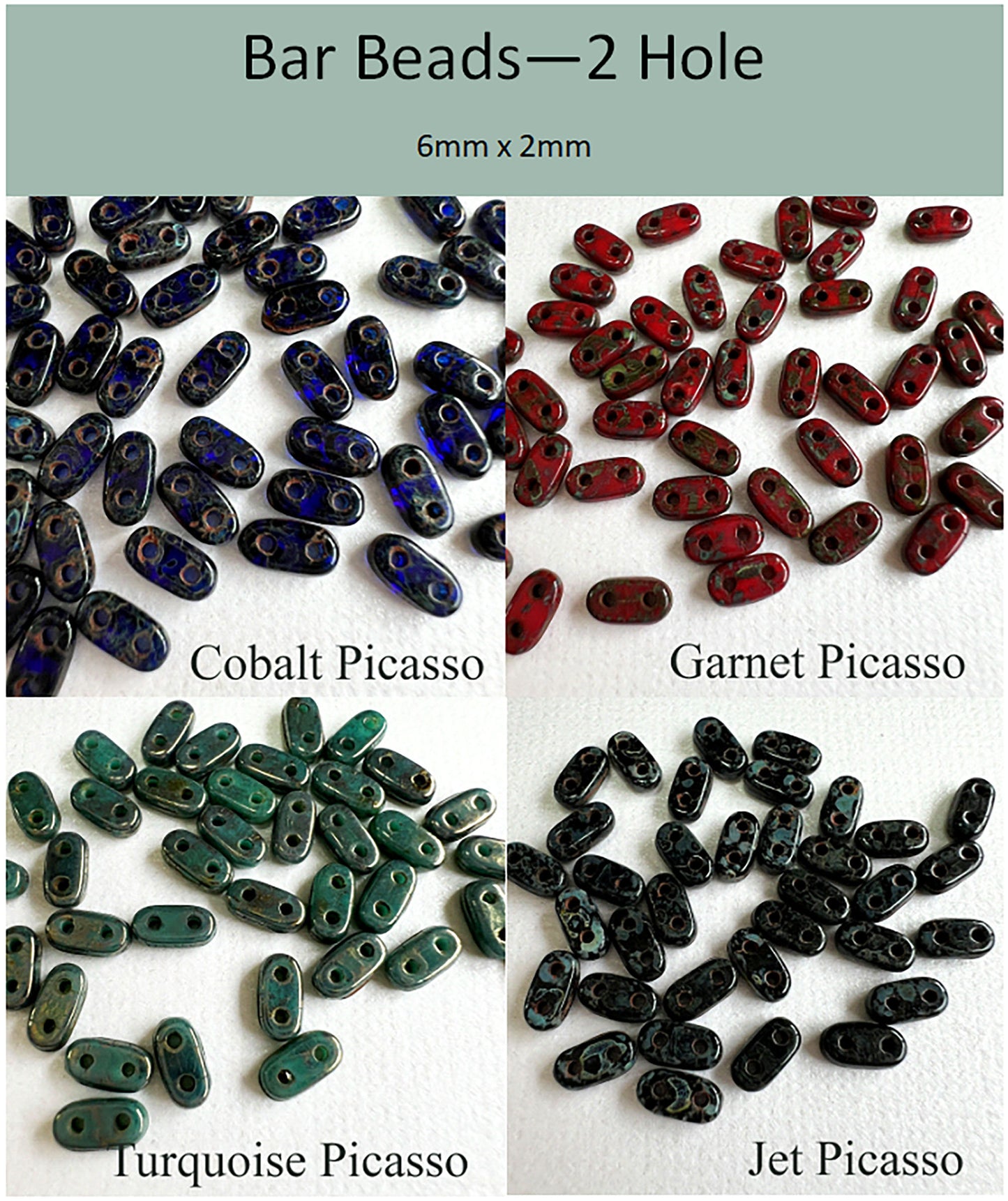 CzechMate Bar Beads - 2 Hole - 10 Grams - choose color