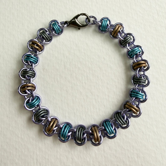 Barrel and Keg Weave Bracelet Kit with Free Video Class - Lavender with Matte Sky Blue, Champagne & Gunmetal