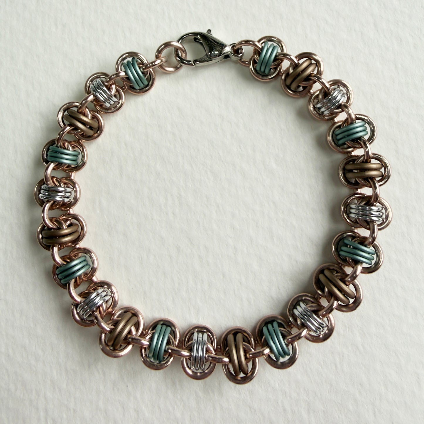 Barrel and Keg Weave Bracelet Kit with Free Video Class - Rose Gold with Silver, Matte Sea Foam & Matte Champagne