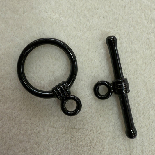 Black Enamel Toggle Clasp 1 Hole (1 piece) - choose size