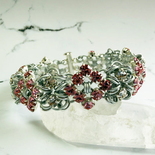 Rhinestone Buckle Bracelet Kit with Video Class - Silver, Frost, Light Rose Pink & Crystal