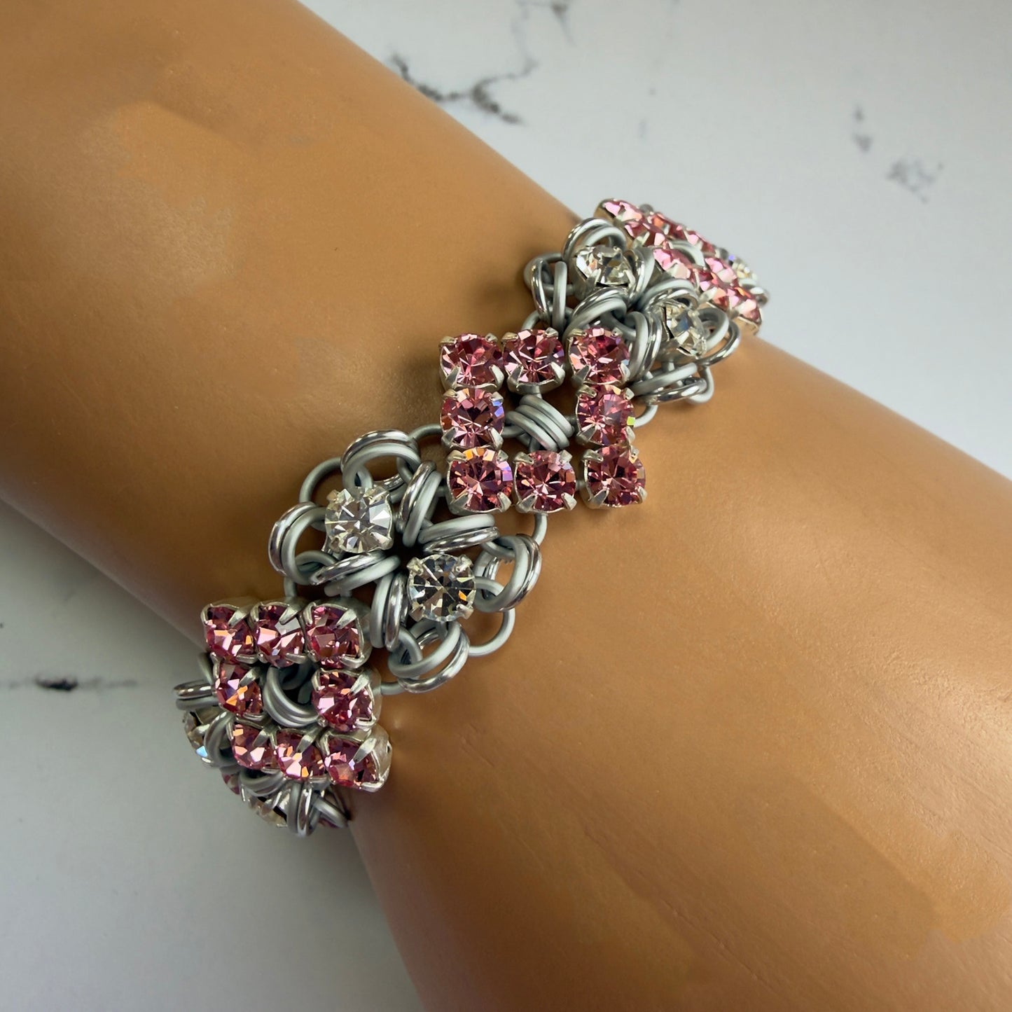 Rhinestone Buckle Bracelet Kit with Video Class - Silver, Frost, Light Rose Pink & Crystal