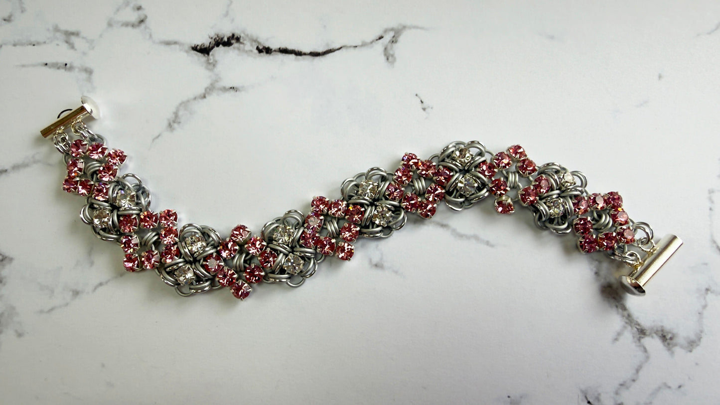Rhinestone Buckle Bracelet Kit with Video Class - Silver, Frost, Light Rose Pink & Crystal