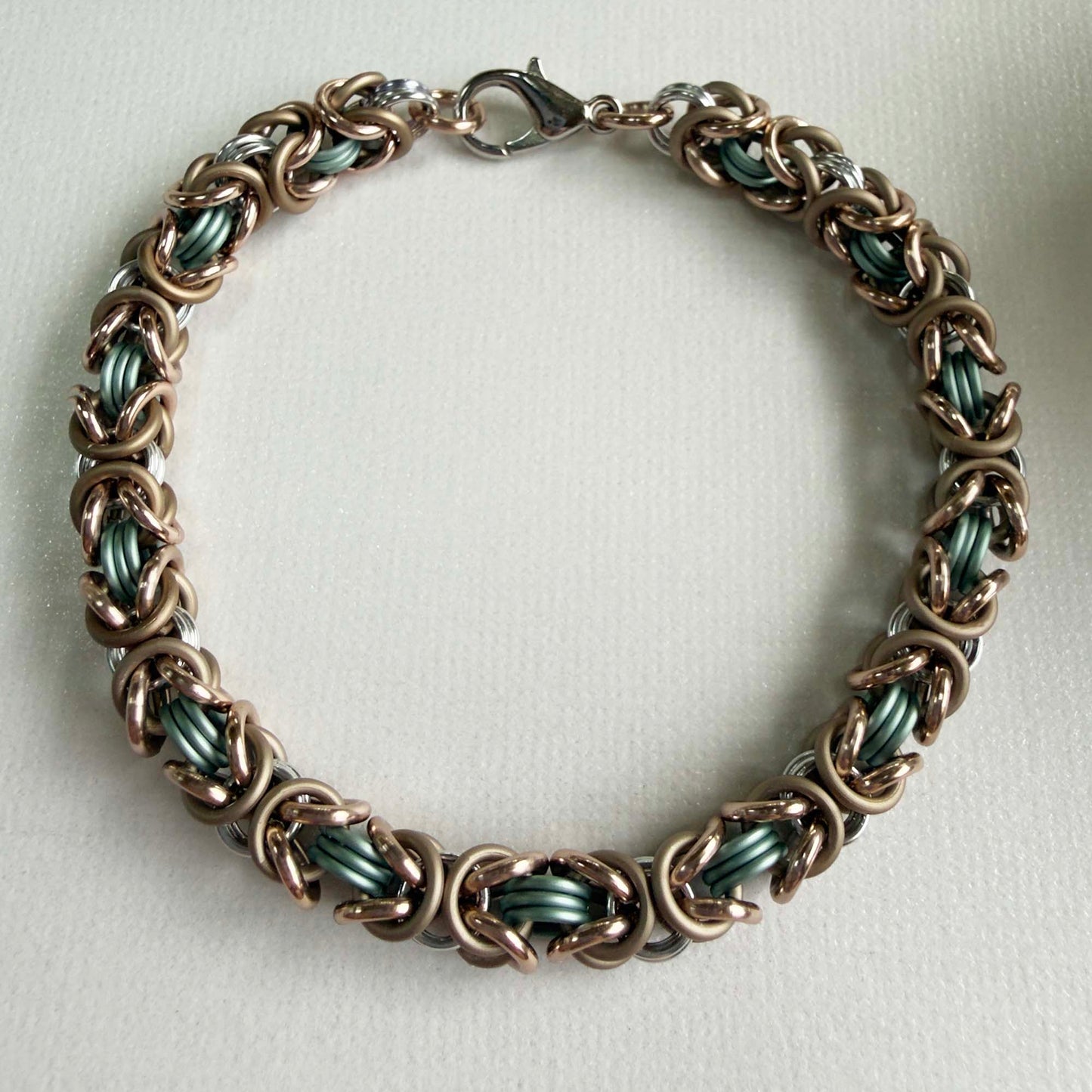 Byzantine Bracelet Kit with Free Video Class - Rose Gold & Silver with Matte Champagne & Sea Foam