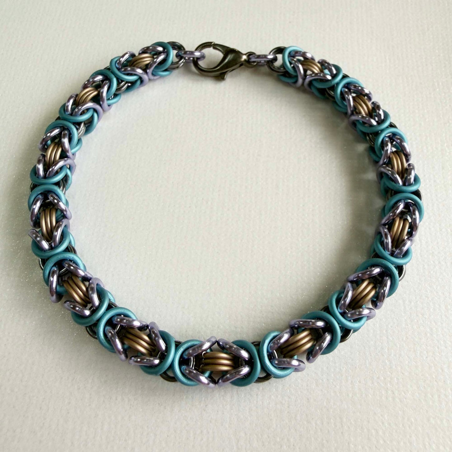 Byzantine Bracelet Kit with Free Video Class - Lavender & Gunmetal with Matte Sky Blue & Champagne