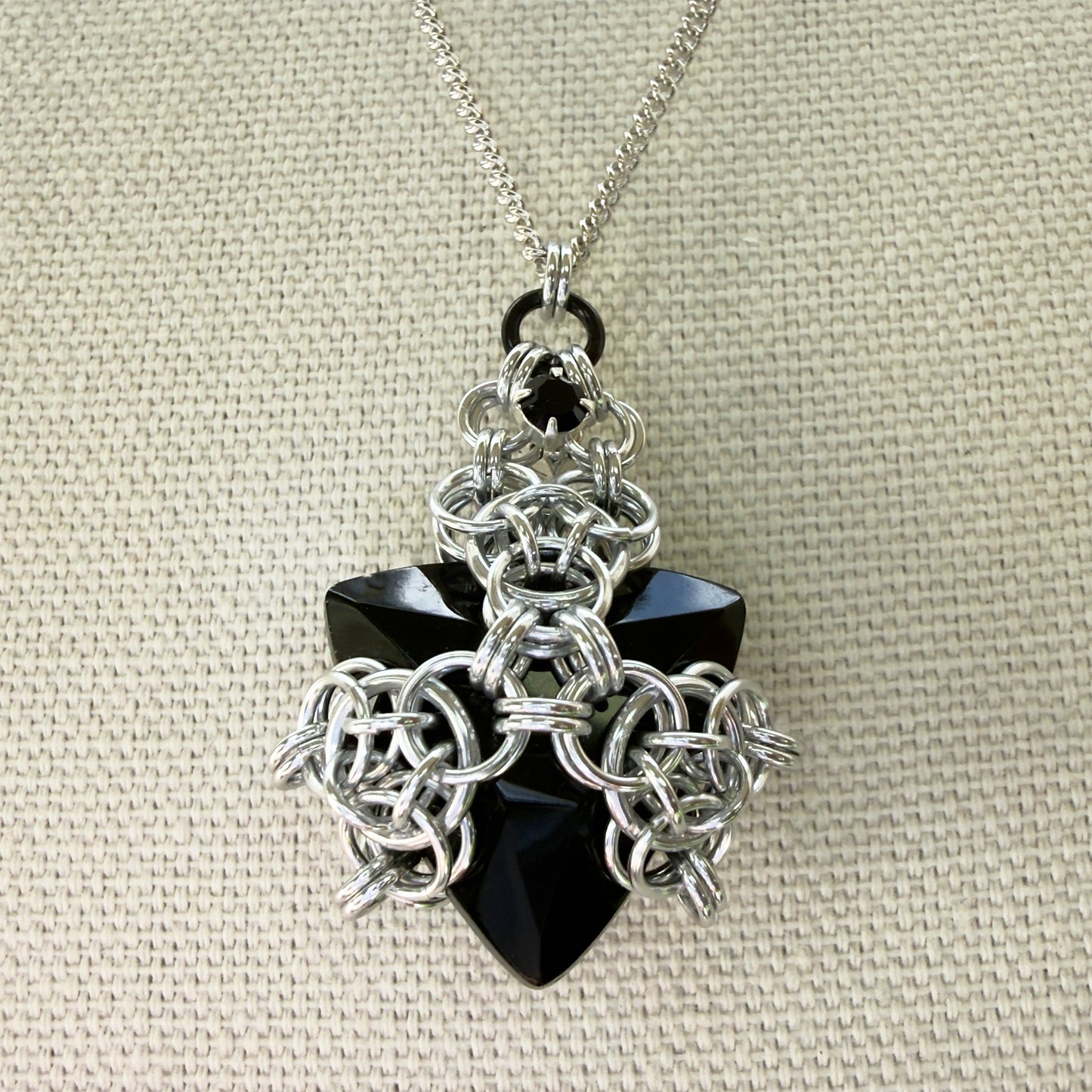 Caged Triangle Pendant Kit with Video Class - Silver & Black