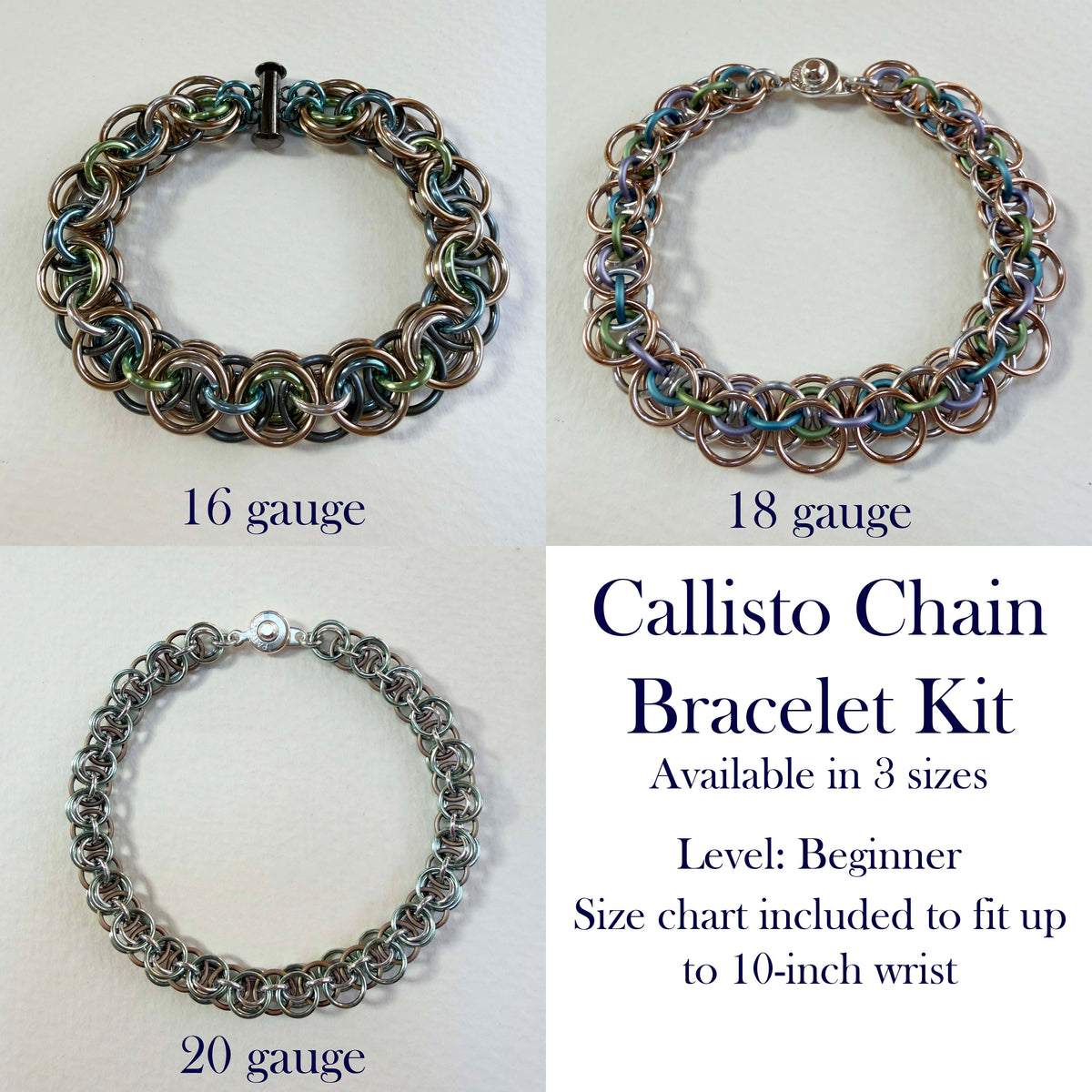 Callisto Chain Bracelet Kit with PDF Tutorial & Free Video Class - Choose size
