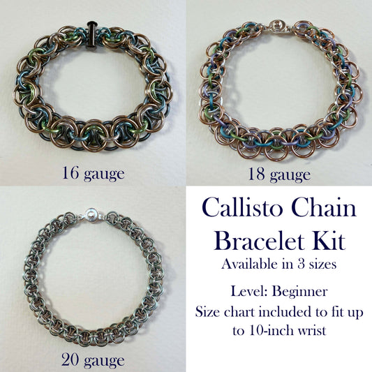 Callisto Chain Bracelet Kit with PDF Tutorial & Free Video Class - Choose size