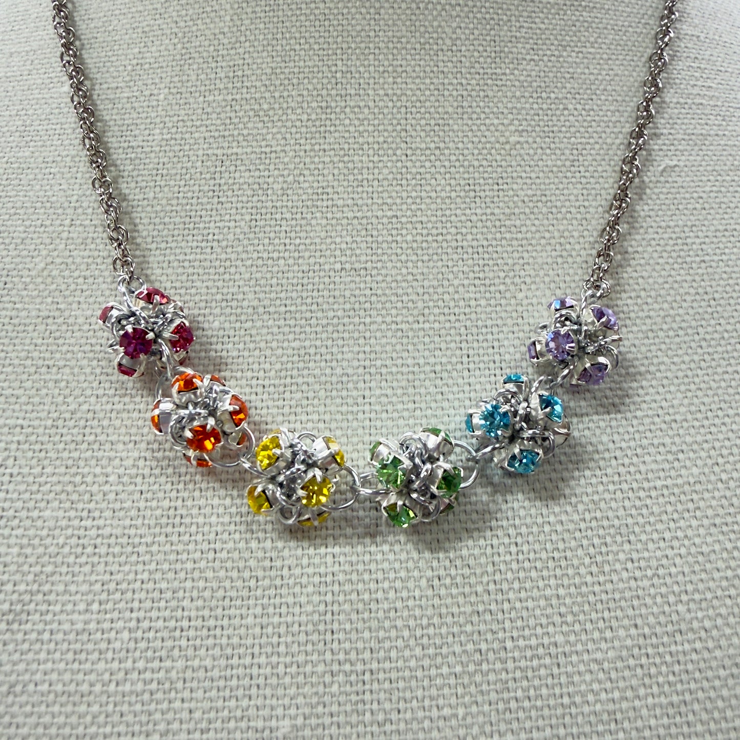 Caterpillar Link Rhinestone Necklace Kit with Video Class - Tropical Rainbow