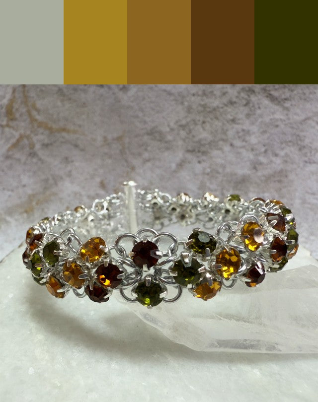 Rhinestone Bias Bracelet Kit with Video Class - Silver, Topaz, Olivine & Brown