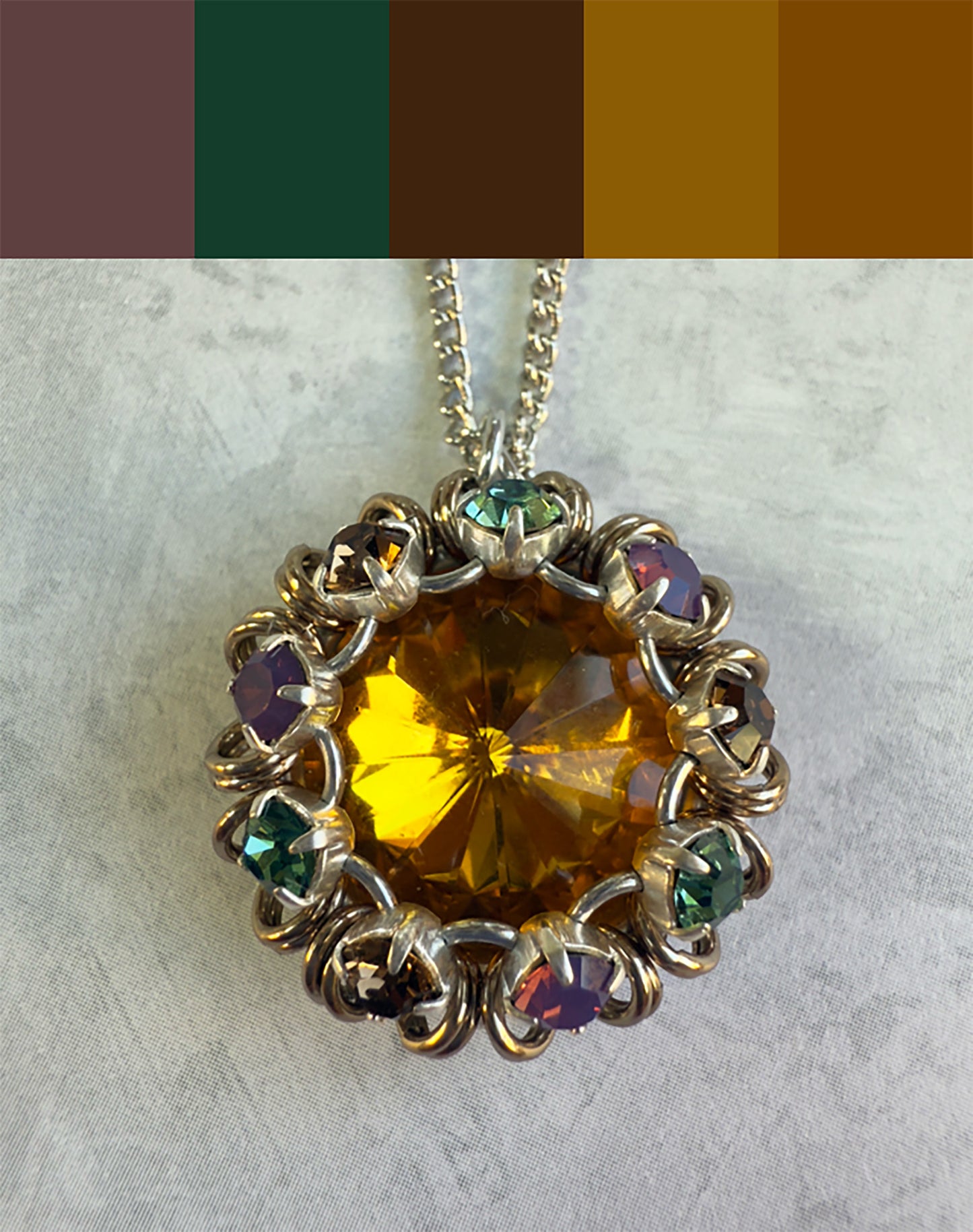 Rivoli and Rhinestone Pendant Necklace Kit with Video Class - Fall Splendor