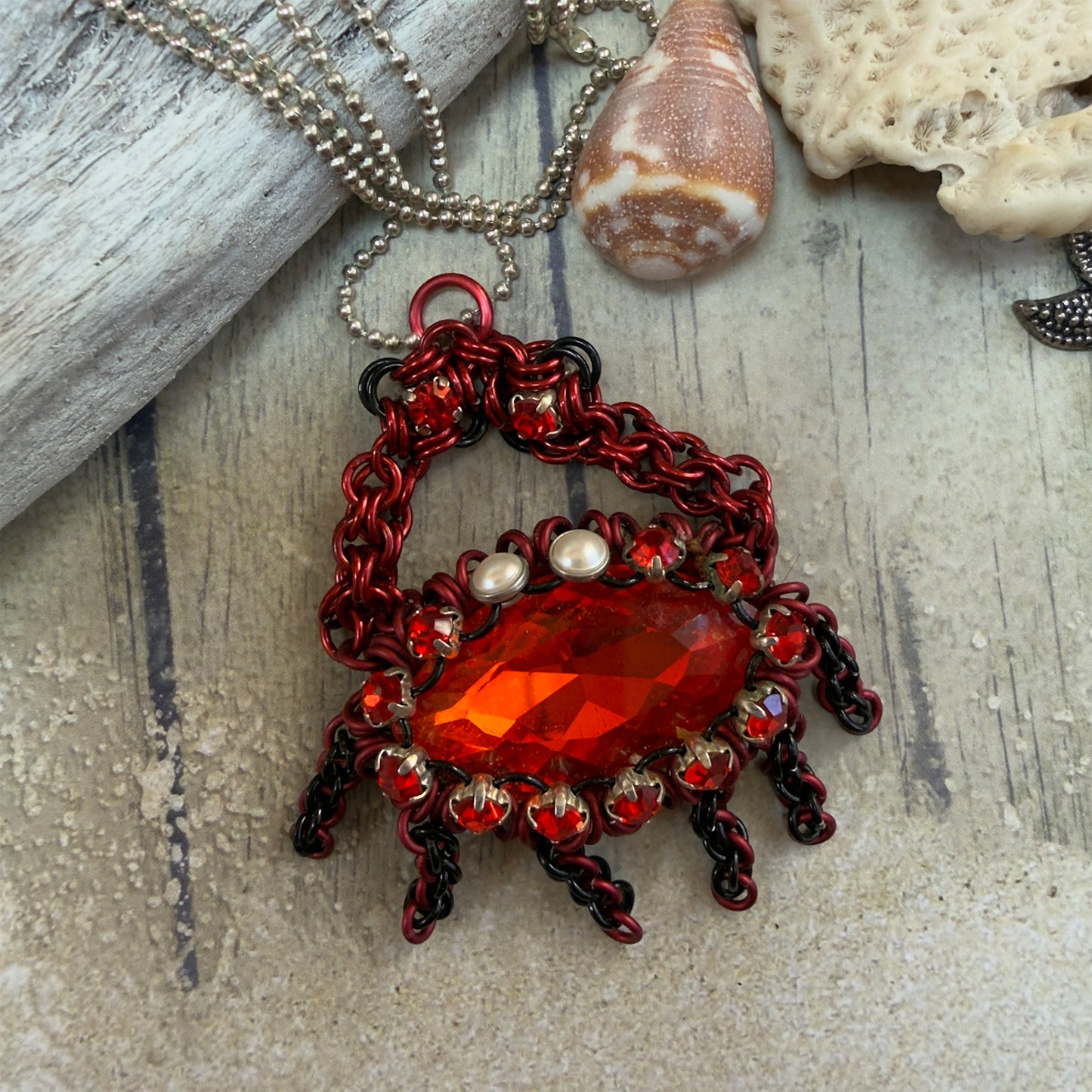 Crab Rhinestone Pendant/Charm Kit with Video Class - Red
