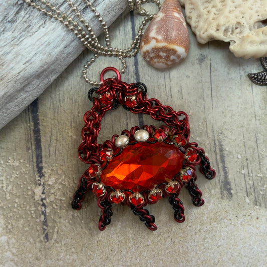 Crab Rhinestone Pendant/Charm Kit with Video Class - Red