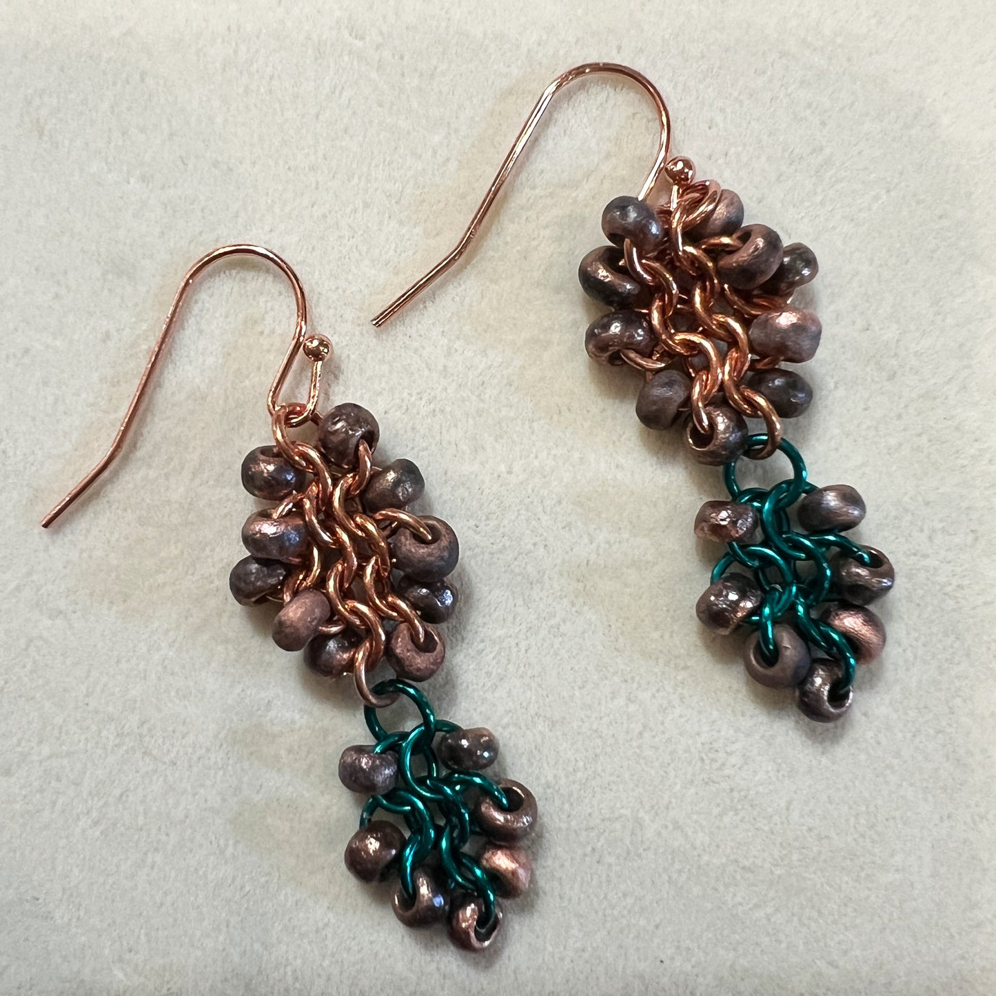 Czech Beaded Euro 4 in 1 Earrings Kit with FREE Video - Copper, Teal & Etched Full Capri