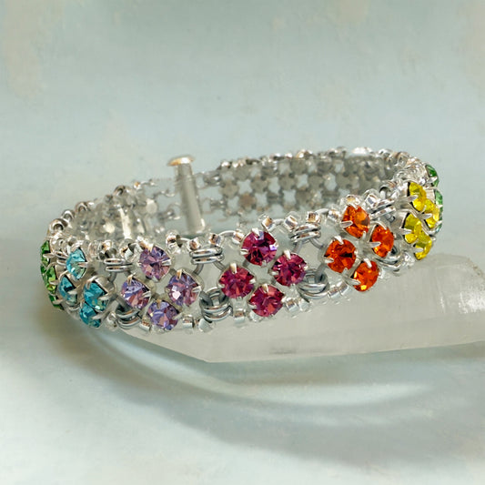 Diamonds & Sparkles Bracelet Kit with Video Class - Silver & Tropical Rainbow