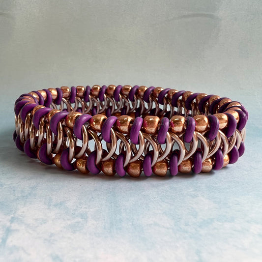 European Delirium Beaded Stretch Bracelet Kit with Video Class - Amethyst Wine & Rose Gold