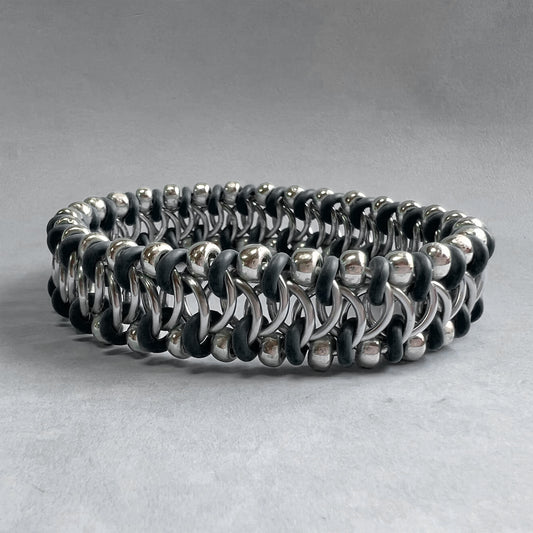 European Delirium Beaded Stretch Bracelet Kit with Video Class - Black, Silver & Sterling Silver Plated Beads