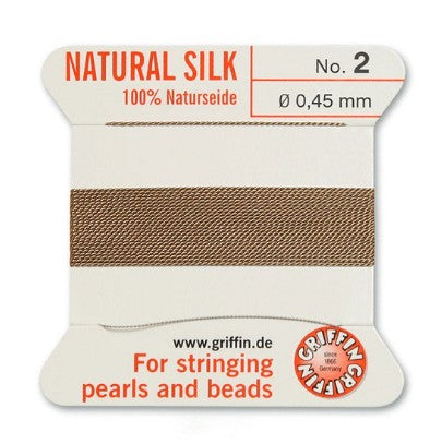 Griffin Natural Silk Thread No 2 - Pearl & Gemstone Knotting - Choose Color
