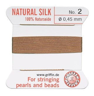 Griffin Natural Silk Thread No 2 - Pearl & Gemstone Knotting - Choose Color