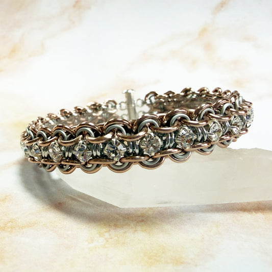 Guilloche Bracelet Kit with Video Class - Light Rose Gold, Silver & Crystal