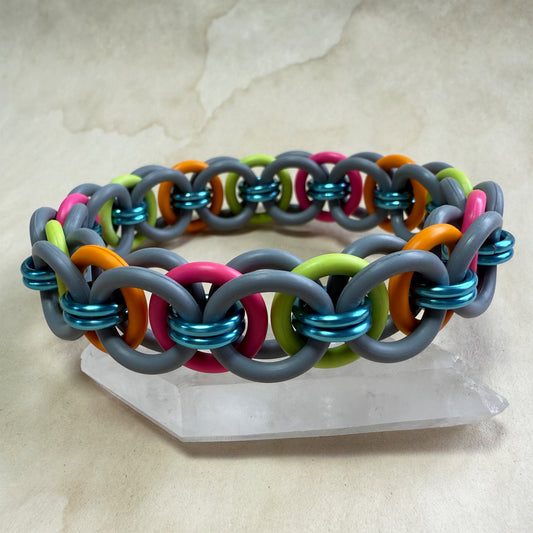 Helm Weave Stretch Bracelet Kit with Free Video Class - Charcoal, Sky Blue, Bright Orange, Bright Kiwi & Neon Flamingo