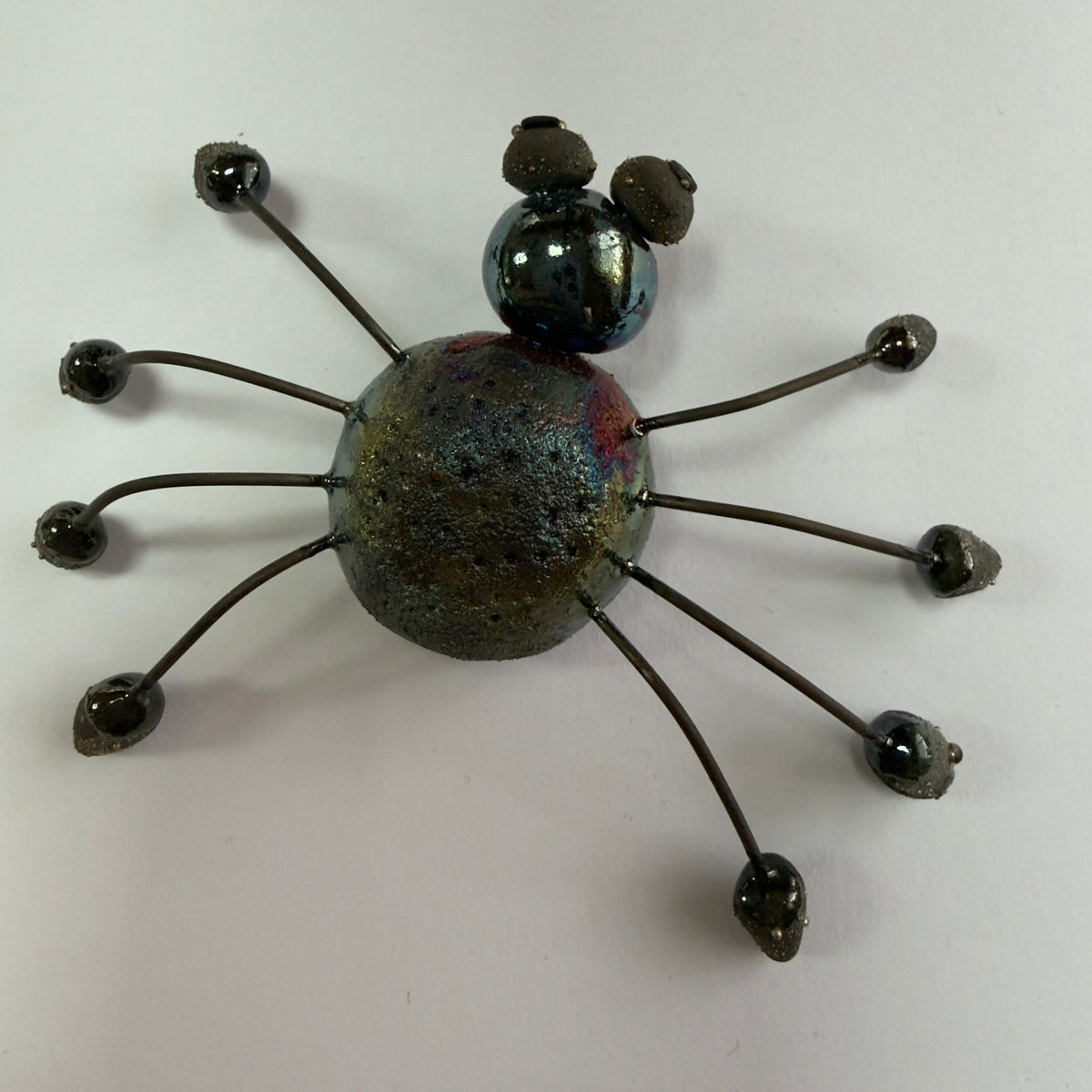 MAKU Raku Spider Pendant OOAK - Raku Pottery Pendant