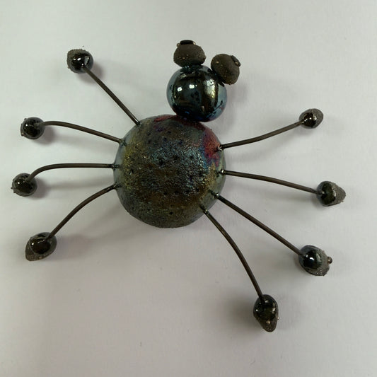MAKU Raku Spider Pendant OOAK - Raku Pottery Pendant