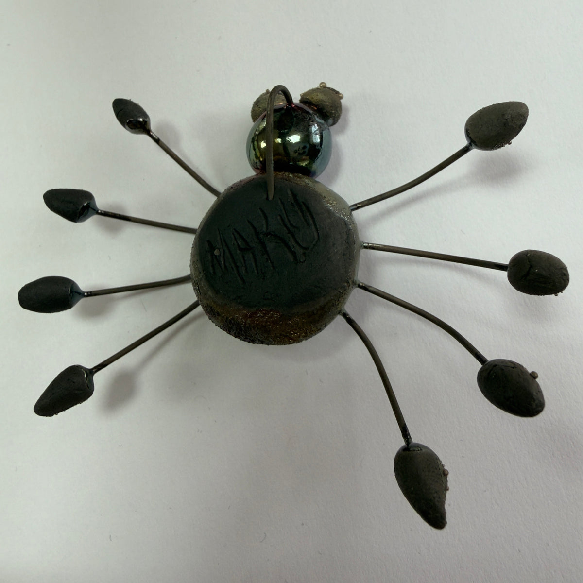 MAKU Raku Spider Pendant OOAK - Raku Pottery Pendant