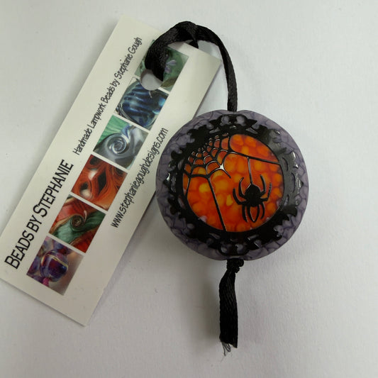 Skulls & Spiders OOAK Halloween Lampwork Bead by Stephanie Gough