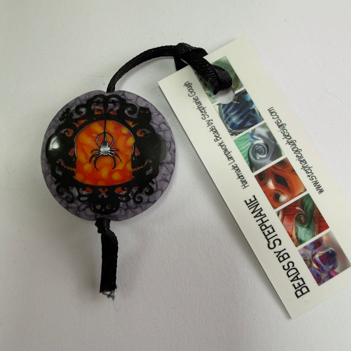Skulls & Spiders OOAK Halloween Lampwork Bead by Stephanie Gough