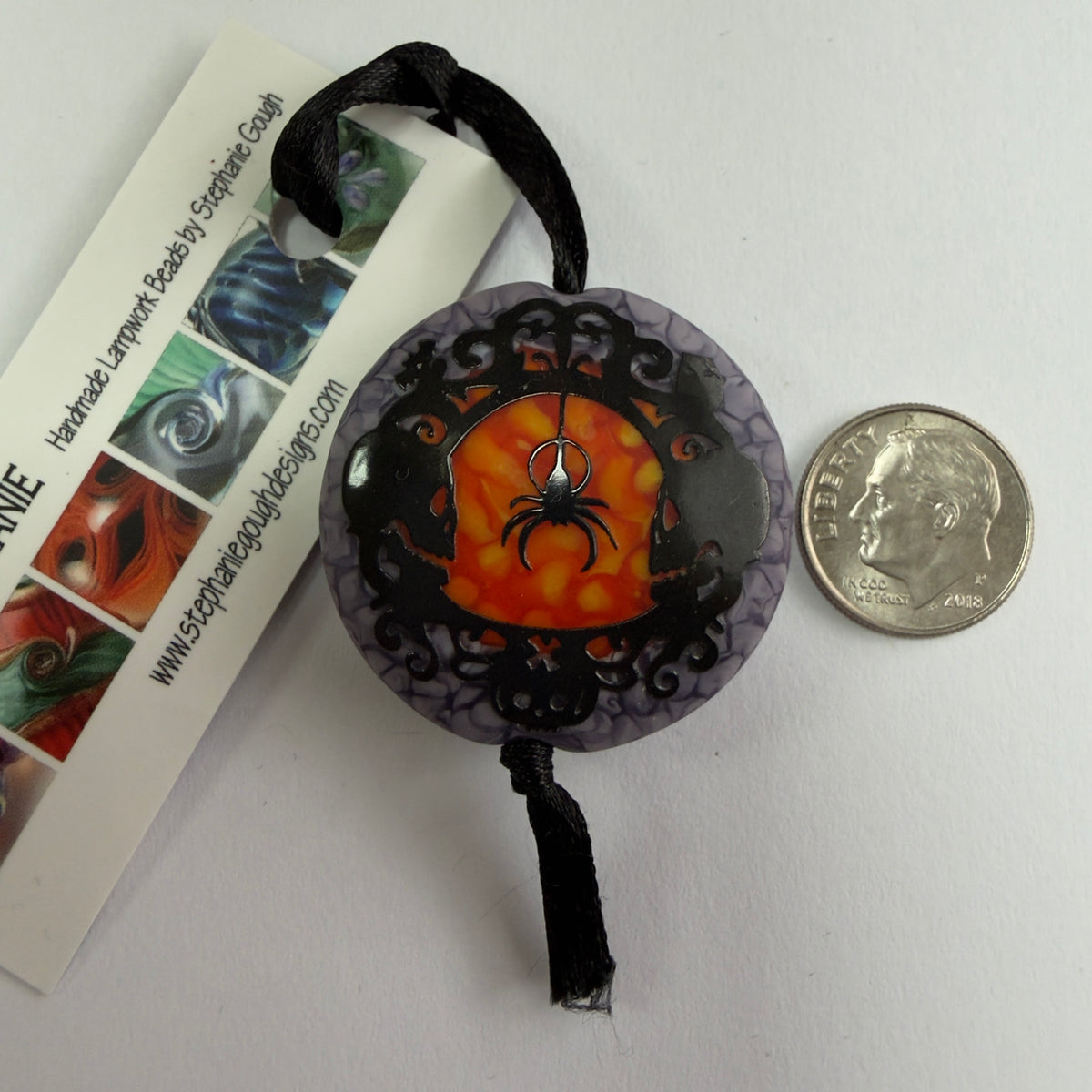 Skulls & Spiders OOAK Halloween Lampwork Bead by Stephanie Gough
