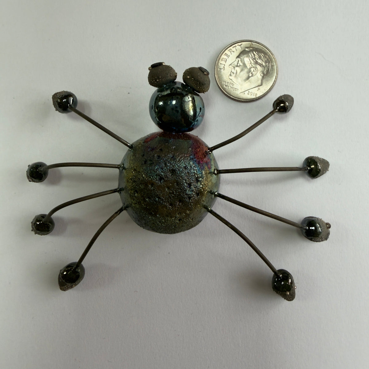 MAKU Raku Spider Pendant OOAK - Raku Pottery Pendant