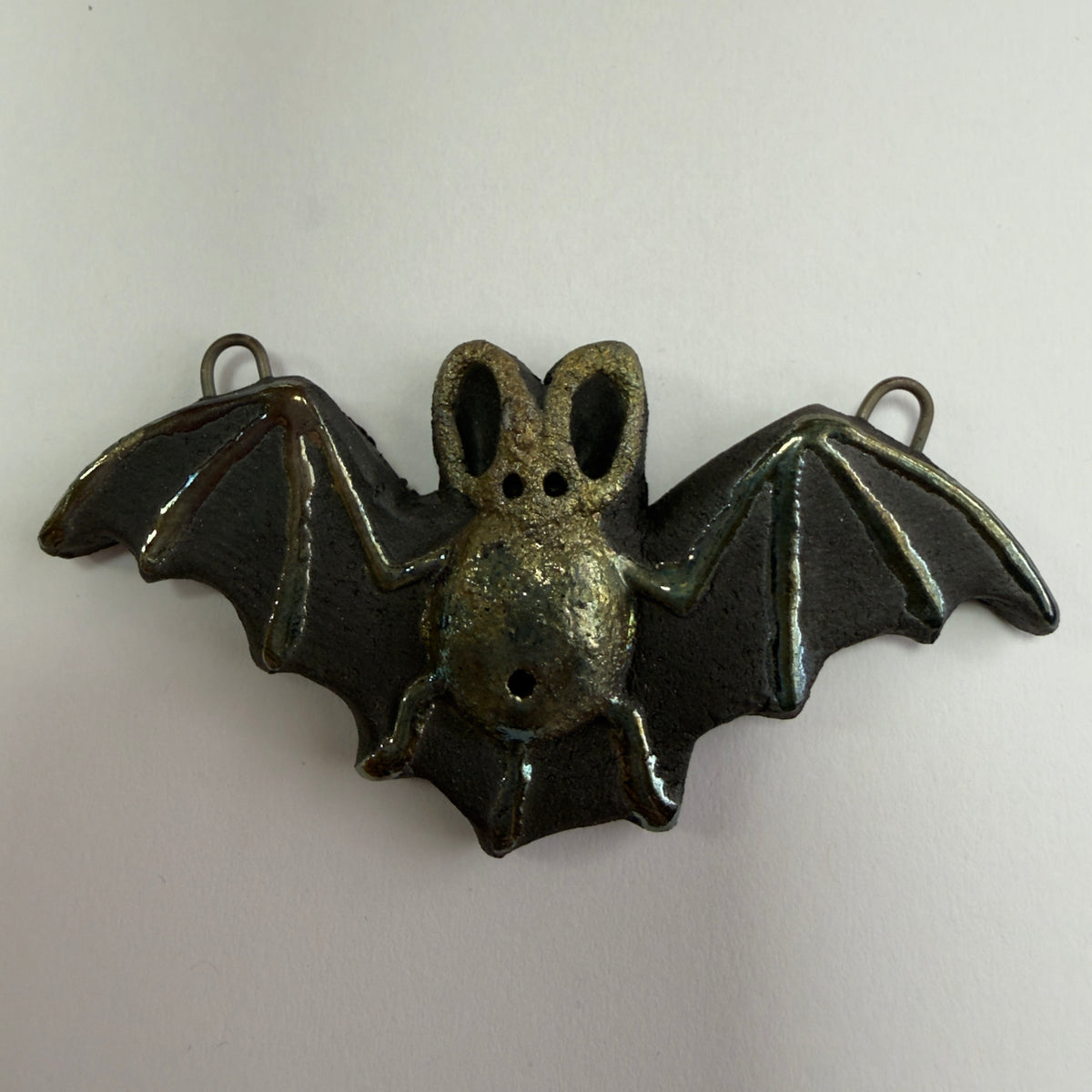 MAKU Raku Bat Pendant OOAK - Raku Pottery Pendant