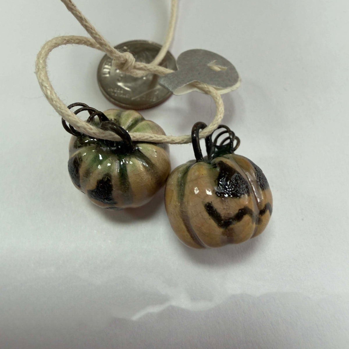 Handmade Ceramic Pumpkin Pendants OOAK