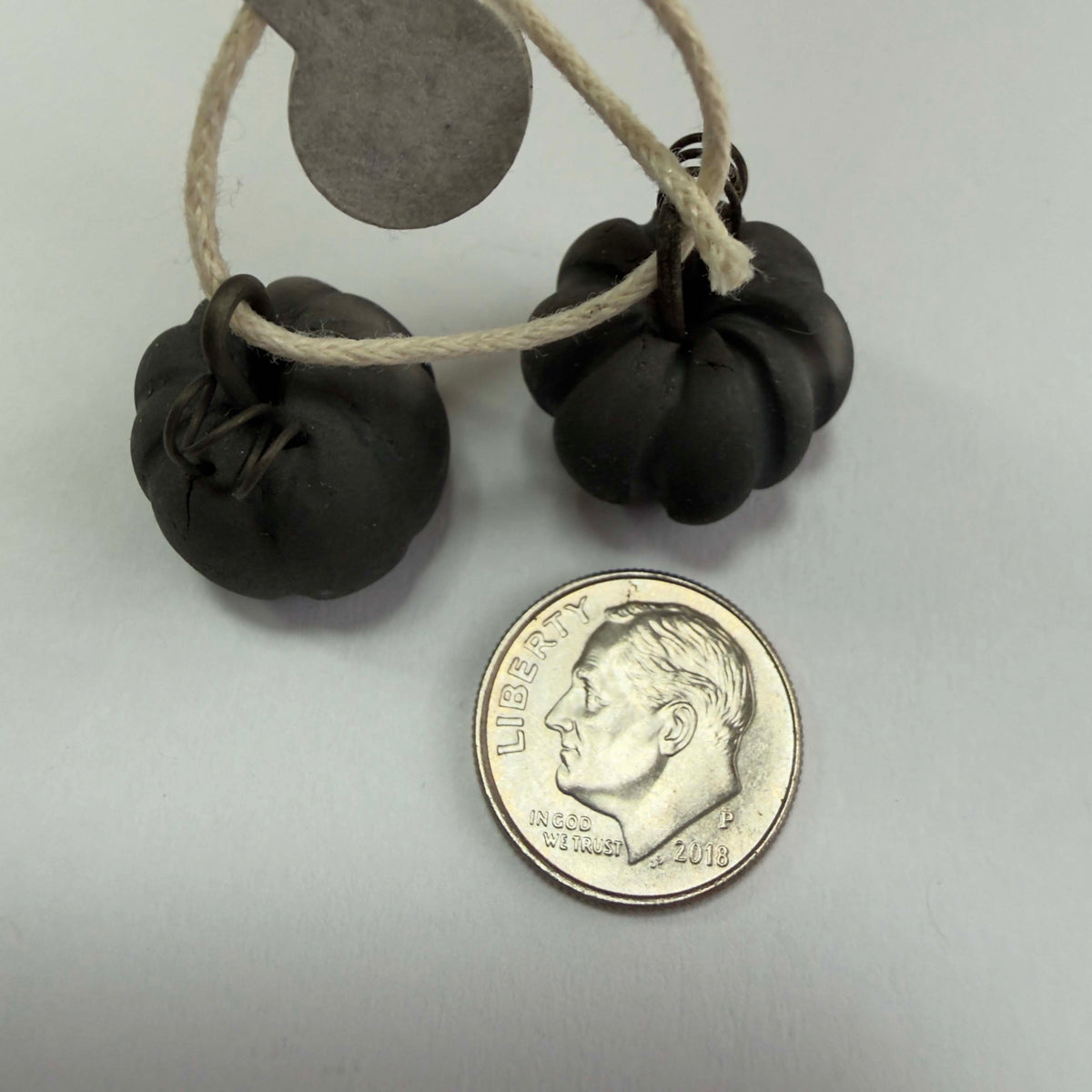 Handmade Ceramic Pumpkin Pendants OOAK - matte black