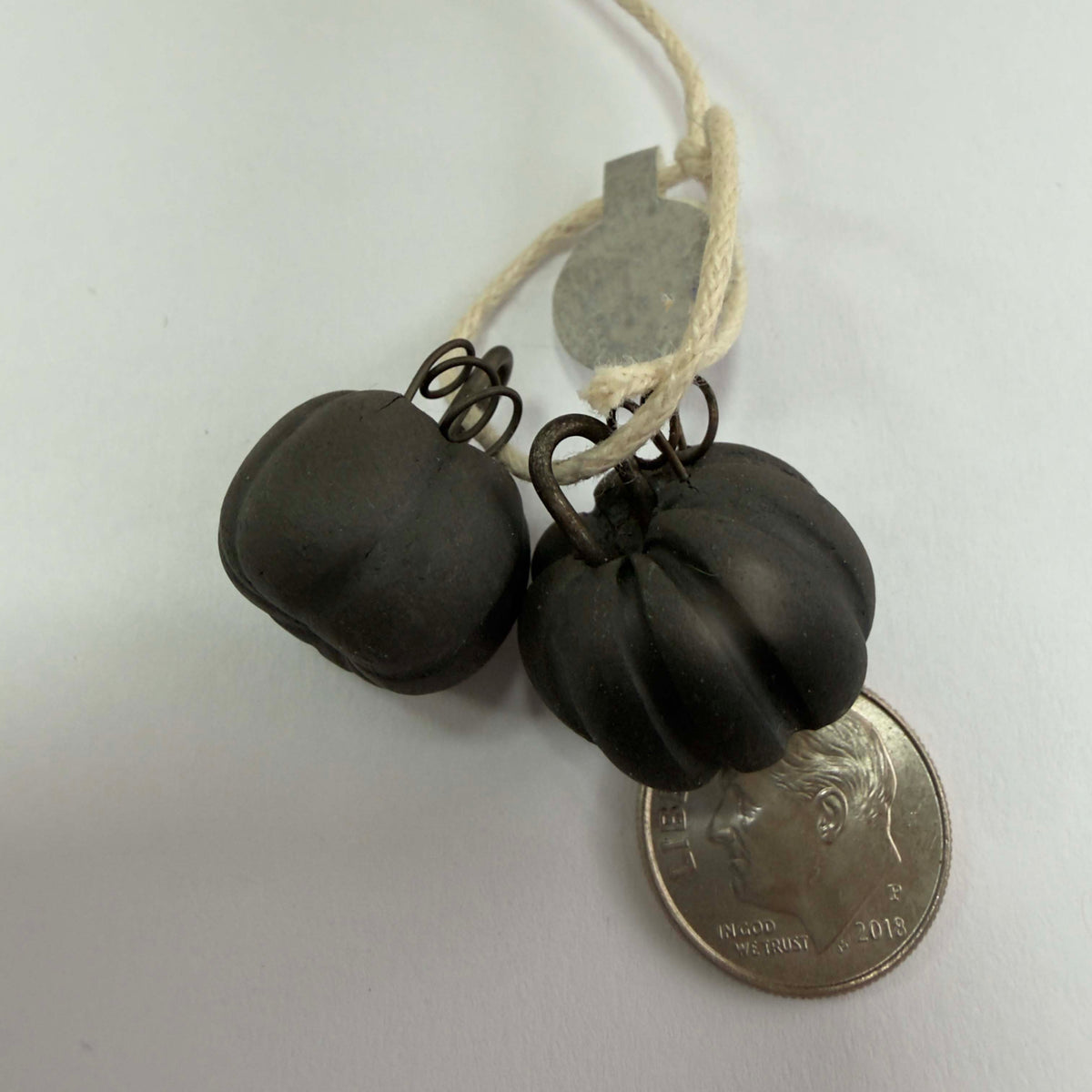 Handmade Ceramic Pumpkin Pendants OOAK - matte black