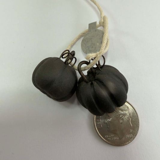 Handmade Ceramic Pumpkin Pendants OOAK - matte black