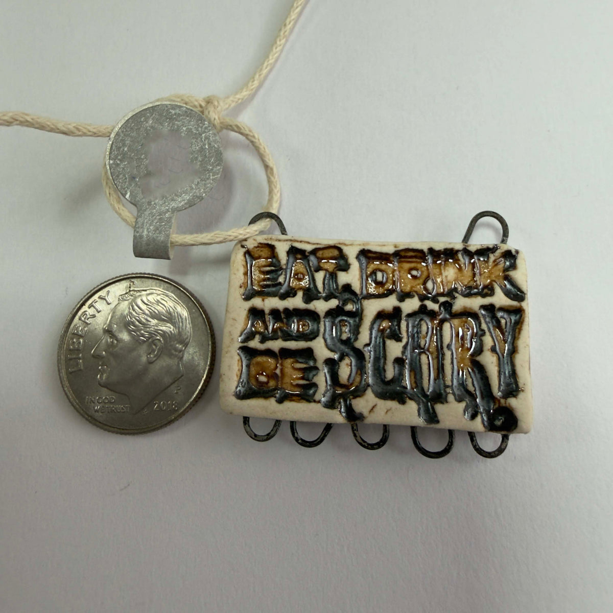 Porcelain Eat, Drink, & Be Scary Pendant