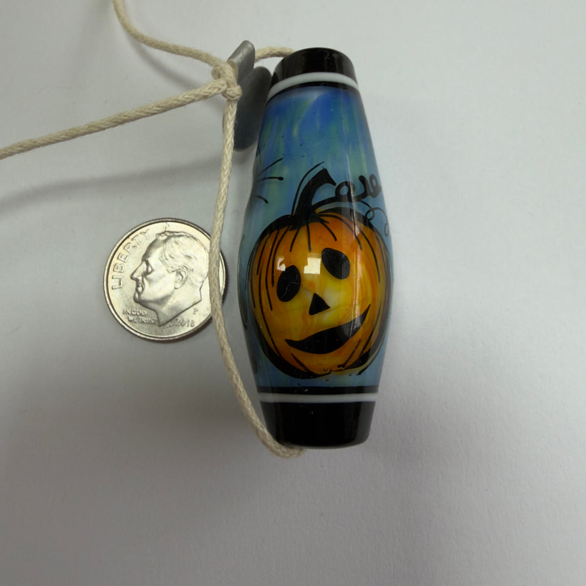 Large Halloween Lampwork Bead OOAK by JCHarrel - with Pumpkin, Cat, & Ghost