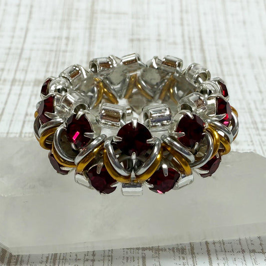 Japanese Lace Ring with Rhinestones & Beads Kit with Video Class - Silver, Gold, Ruby & Crystal