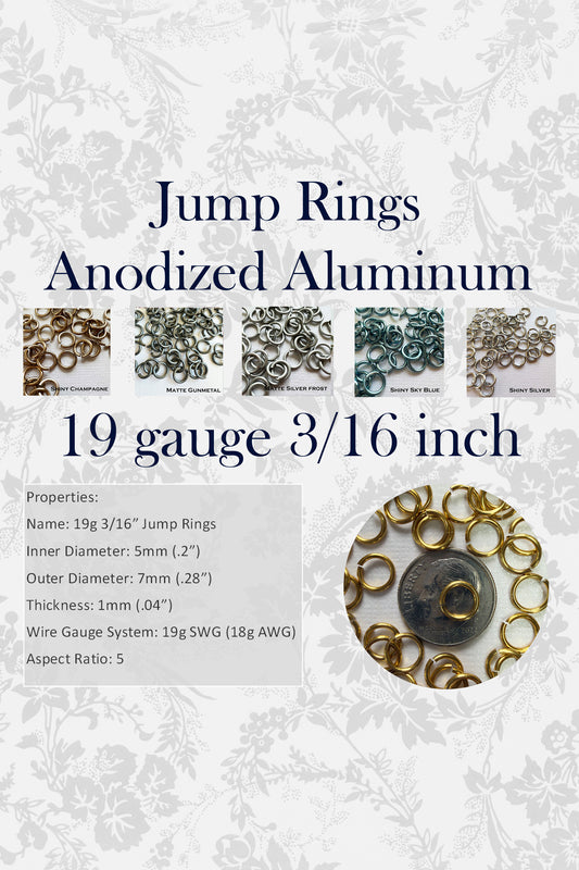 Jump Rings AA 19g 3/16" (SWG) ID: 5mm - choose color and quantity