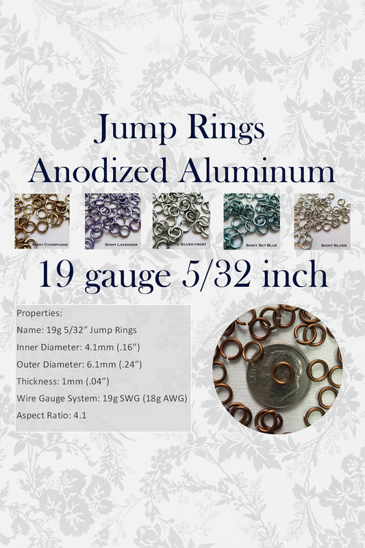 Jump Rings AA 19g 5/32" (SWG) ID: 4.1mm - choose color & quantity