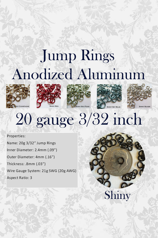 Jump Rings AA SHINY 20g 3/32" (AWG) ID: 2.4mm - choose color & quantity