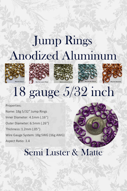 18g 5/32" Jump Rings Matte (SWG) ID: 4.1mm - Choose color & quantity