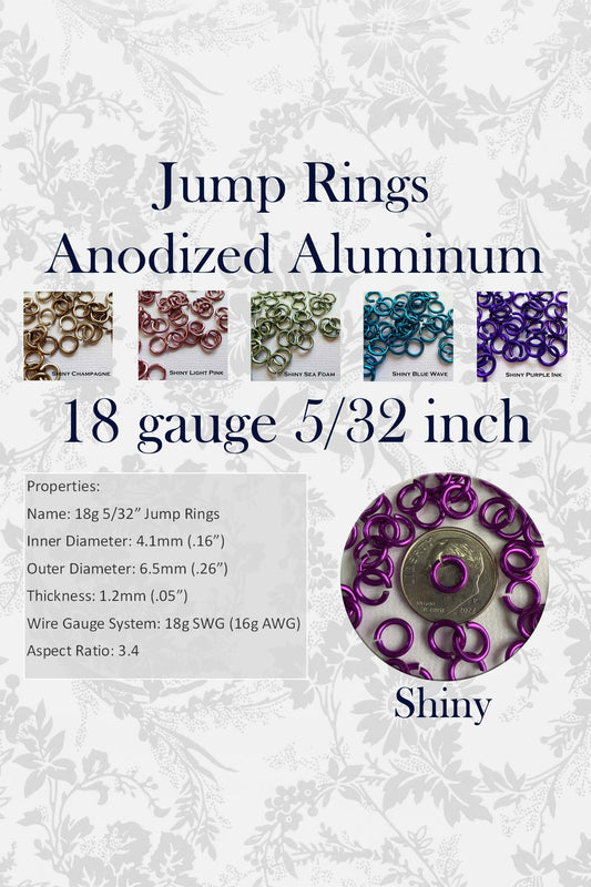 18g 5/32" Jump Rings Shiny (SWG) ID: 4.1mm - Choose color & quantity